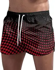 [Generic] Flashy Shorts with Compression Liner Swim Trunks Surfing Summer Beach Shorts Swimsuit Sports Shorts Mens Exercise Shorts