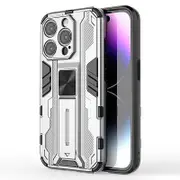 For iPhone 15 Pro Max Foldable Kickstand Anti-scratch Cover PC+TPU Shockproof Phone Case