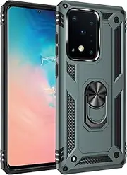 Cavor for Samsung Galaxy S20 Ultra Case (6.9") TPU Case PC Bumper 360° Rotation Ring Holder Kickstand Back Cover [Work with Magnetic Car Mount] Shockproof Protective Cover-Green