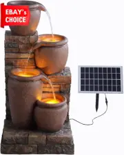 30.71" 4-Tier Outdoor Solar Water Fountain with LED Lights