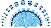 [Longbeauty] 18 Pairs Ear Stretcher Set, Ear Acrylic Stretching Kit, Piercing Tapers, Bone Bar Stretching Set, 1.6 mm - 10 mm, Acrylic