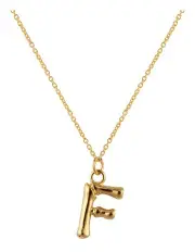 [Mocha] Letter F Initial Gold Necklace