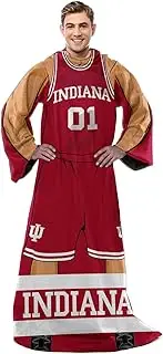 Northwest NCAA Team Wearable Blanket with Sleeves - Sherpa Fleece Blanket - Wrap Yourself in Cozy Team Pride & Warmth (Indiana Hoosiers - Red)