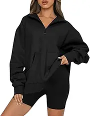 [Generic] Women's Comfort Tops Sweatshirt for Womens Oversized Half Zip Pullover Long Sleeve Sweatshirt Quarter Zip Hoodie Sweater Teen Girls Fall Blouse Clothes with Pockets