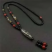 [HXSCOO] Jewelry Natural Tibetan Dzi Agates Pendant Necklace Nine Eyes Guanyin Ruyi Dragon Agat Stone Necklace for Women Men (Color : 1)
