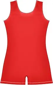 [GAIGEO] Toddler Gymnastics Leotards for Girls Strong Red Unitard Ballet Outfit with Shorts Practice 2-3t