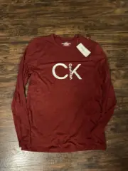 CALVIN KLEIN Men’s Sleepwear Casual Shirt Long Sleeve Tshirt Burgundy Size M