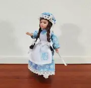 Dollhouse Girl Doll Long Hair Brown Braids Porcelain Poseable 1:12 Scale