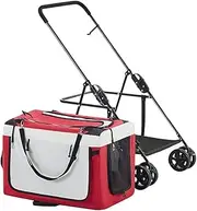 Dog Stroller for 2 Small Dogs Cats Puppy & Kitten, Dog Strollers for Small Dogs Foldable Carrier Cart Pushchair Breathable Pram Pet Stroller for Cat, Dog and More(Red)