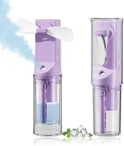 Frelisiy Handheld Mini Misting Fan, Rechargeable 1500mAh USB Battery Powered, 4 Speed Adjustable, Small Pocket Personal Fan Gifts for Women Girls Men Office,Travel,Outdoor - Purple
