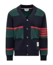 Thom Browne 4-Bar Striped Knitted Cardigan 1,2,3,4 Black