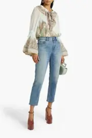 Zimmermann kaleidoscope ruffle blouse in capricorn zodiac print size 0