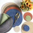 Set of 6 Round Woven Placemat Dining Table Place Mats Kitchen Heat Resistant