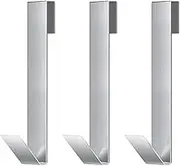 Shower Door Hooks, 3 Pcs Shower Towel Hooks, Heavy Duty Drilling-Free Extended Bathrooms Hooks for Frameless Glass Door, Over The Door Towel Rack (Color:Silver)
