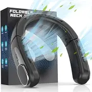 Korbot Modern Black Wearable Neck Fan, 3 Speeds, Foldable, Adjustable Air Vent, Rechargeable USB-C, 5200mAh Battery, Highly Efficient, Low Noise, Ideal for Travel, Kitchen, Indoor Use