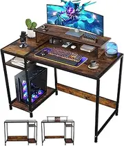 Computer Desk with Reversible Storage Shelves, 100 * 45 * 76cm, Corner Desk with Monitor Stand, Home Office Desk, Modern Simple Writing Table