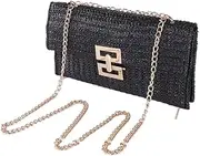 Women Straw Clutch Purse Summer Beach Handbags Multi Compartments Stylish Crossbody Bag Chain Strap Fashion Shoulder Bag for Outdoor Travel