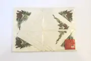 Vtg Benson Mills "Christmas Ribbons" Placemat & Napkin 8 Pc Set Table Linens NEW