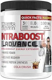 Max's Lab Series Intraboost Advance Intra Workout BCAA Powder, Cola Crush, 450g