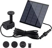 1.8W Solar Powered Water Feature Pump Garden Pool Pond Fish Aquarium Fountain& Filter with 4 Nozzles, 180L/H Flow 100cm Lift for Ponds & Garden Decor
