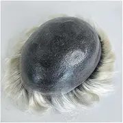 Mens Wig Hair Men's Toupee Thin Skin 0.06mm PU Base Men's Hairpiece #1B60RY Indian Human Hair System Units Mens Toupee(6x9)