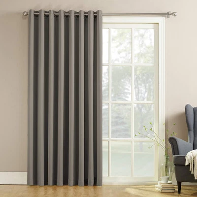 Sun Zero Barrow Extra Wide Room Darkening Curtain 84 x 100 Grey for Sliding D...