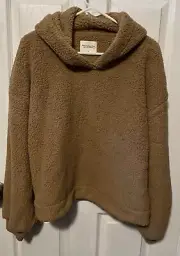 Abercrombie & Fitch BROWN SHERPA TEDDY BEAR SHORT WAIST SWEATSHIRT NWT X-LARGE
