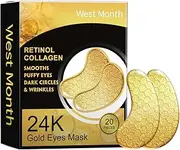 40Pcs/20Pairs -24k Gold Gel Collagen Eye Pads, Anti-Aging Collagen Hyaluronic Acid Under Eye Mask for Moisturizing, Reducing Fine Lines&Dark Circles& Puffy Eyes Under Eye Patch for Women Men