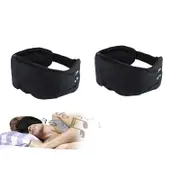 Sleep Headphones Eye Mask 2pcs Sleep Headphones 3D Bluetooth 5.0 Headband Noise Cancelling Sleeping Headphones -Black
