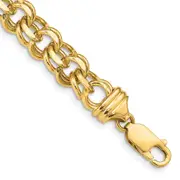 7 Inch 14K 7In 8.5mm Solid Double Link Charm Bracelet
