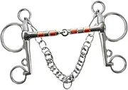 Folpus Horse Bit Horse Snaffle Training Equipment Horse Mouth Snaffle Full Cheek Snaffle with Curb Chain Stainless Steel Mouth Bit