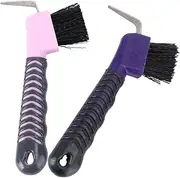 SUPVOX Horse Hoof Cleaning Brush Set 2pcs Supple Grip Hoof Picks Hook Portable and Easy to Use Random Color