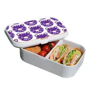 Lunch Box Food Container Snack Picnic Authentic Wood Strap Cutlery Purple Tigers