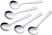 Shimomura Soup Spoons, Set of 5, Made in Japan, Dishwasher-Safe, Fingerprints, Easy to Scoop, Simple Design, Total Length: 5.8 inches (14.7 cm), Cup Soup, Bouillon Spoon, Stainless Steel, TSUBAME