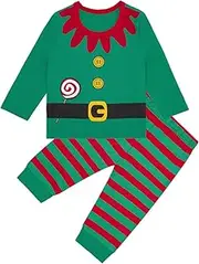 [BabyMars] Toddler Christmas Elf Outfit Baby Boy Girl 2PCS Long Sleeve Pant Set