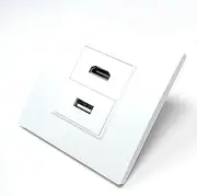 HDMI & USB 2.0 Multimedia Wall Plate Faceplate, Easy Connect, White