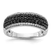 Solid 14k White Gold and BlacK Simulated CZ Band Ring
