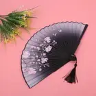 Retro Hand Held Folding Fan Silk Bamboo Fan Dance Fans Wedding Decoration