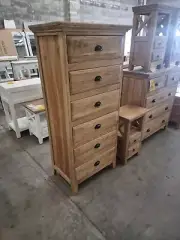Hamptons French provincial timber tallboy chest of drawers