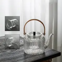 在飛比找momo購物網優惠-【HTE】日式垂紋竹把玻璃蒸煮兩用茶壺 1000ml(提樑壺