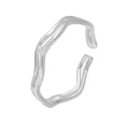 Sterling Silver Wavy Band Adjustable Toe Ring Waves Sea Ocean