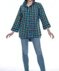 Toofan flannel plaid top in Blue