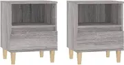 vidaXL 2X Bedside Cabinets Nightstand Telephone Stand Side Cabinet Bedroom End Table with Storage Living Room Home Organiser Grey Sonoma