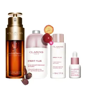 【CLARINS 克蘭詩】氧氣亮白淡斑精華50ml+黃金雙激萃-經典版50ml(極緻亮白發光組 抗老美白 母親節)