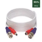 60 Ft Pre-Made RG59 Siamese Cable TVI/AHD/CVI Video/Power Extension 4K Cable,