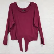 Abercrombie And Finch Women Raspberry Crop Tie-Front Ribbed XL Top Red Sweater