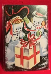 Vintage Style Snowmen Opening Gift Tin Sign