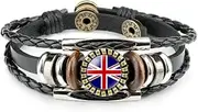 ZENRUIMING European national flag leather bracelet, Time Gem leather bracelet, Sports event fan cheer bracelet (Britain, Britain, One size, Flag color), One size, Faux Leather, no inlay