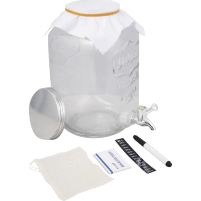 1.3 Gal Kombucha Brewing Kit - Includes Thermometer Tape, PH Strips, Lid, Valve