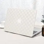 Compatible with MacBook Pro 13 inch Case M2 2023,2022,2021-2016 A2338 M1 A2251 A2289 A2159 A1989 A1708 A1706,Elegant Leather Plastic Hard Shell Transparent Keyboard Cover,Beige PVC Grid